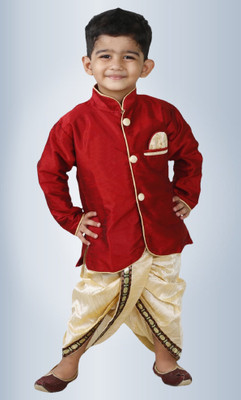 Zeus Baby Boys Festive & Party Kurta and Dhoti Pant Set(Maroon Pack of 1)