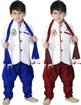 Covetus Boys Festive & Party Kurta, Waistcoat and Pyjama Set(Multicolor Pack of 2)