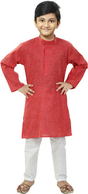 carrydreams Boys Festive & Party Kurta and Pyjama Set(Red Pack of 1)