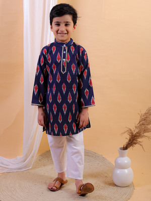 Junitos Boys Casual Kurta and Pyjama Set(Blue Pack of 1)