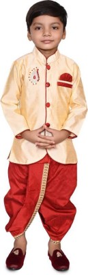 HRR Boys Festive & Party Dhoti & Kurta Set(Beige Pack of 1)