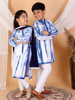 VASTRAMAY Boys Festive & Party Kurta and Pyjama Set(Blue Pack of 1)