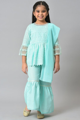 Aurelia Girls Casual Kurta and Trouser Set(Green Pack of 3)