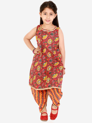 Superminis Baby Girls Festive & Party Dhoti & Kurta Set(Red Pack of 1)