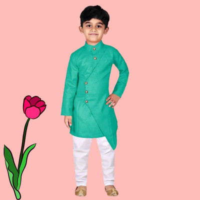 VDC CREATIONS Baby Boys Festive & Party Kurta and Pyjama Set(Green Pack of 1)