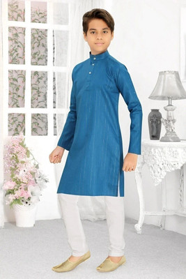 Liten Boys Festive & Party, Wedding Kurta and Pyjama Set(Blue Pack of 1)