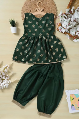 AYMANS Baby Girls Casual Kurta and Palazzo Set(Blue Pack of 1)