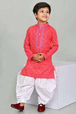NFC CREATION Boys Festive & Party, Wedding Kurta and Patiala Set(Orange Pack of 1)