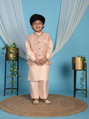 PRO ETHIC Boys Festive & Party Kurta, Waistcoat and Pyjama Set(Pink Pack of 1)