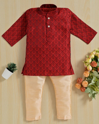 FG FASHION Boys Festive & Party Kurta and Dhoti Pant Set(Maroon Pack of 1)