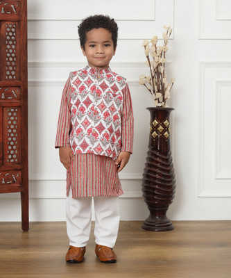 Readiprint Fashions Boys Festive & Party Kurta and Pyjama Set(Red Pack of 1)