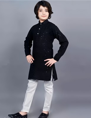 Alexa Cretion Boys Festive & Party, Wedding Blazer, Shirt and Trouser Set(Black Pack of 1)