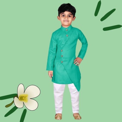 VCD FASHION HUB Baby Boys Festive & Party Kurta and Pyjama Set(Green Pack of 1)