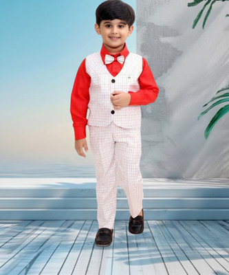 Go Berry Boys Festive & Party Shirt, Waistcoat and Pant Set(Multicolor Pack of 1)