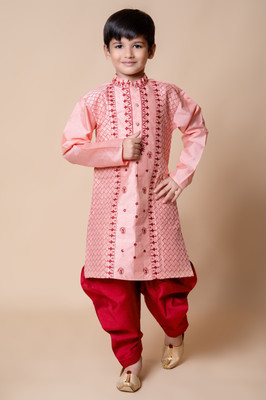 NFC CREATION Boys Festive & Party, Wedding Kurta and Patiala Set(Orange Pack of 1)