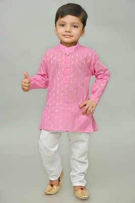 IKONIC FASHION Boys Festive & Party Kurta and Pyjama Set(Pink Pack of 1)