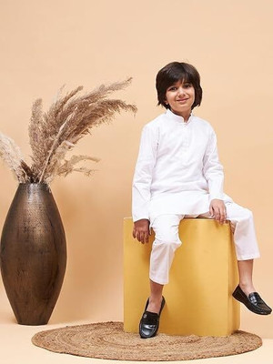 VALAKI Boys Festive & Party, Wedding Kurta and Pyjama Set(White Pack of 1)