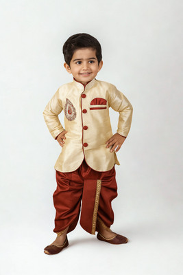 Born Wear Boys Festive & Party Kurta and Dhoti Pant Set(Beige Pack of 1)