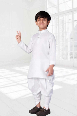 VALAKI Boys Festive & Party, Wedding Dhoti & Kurta Set(White Pack of 1)