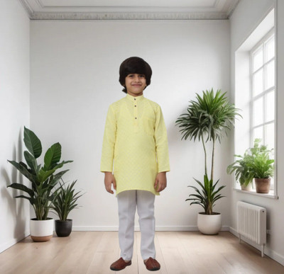 HouseOfCommon Boys Casual Kurta and Pyjama Set(Light Green Pack of 22)