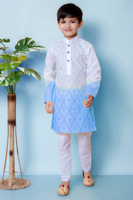 NFC CREATION Boys Festive & Party, Wedding Kurta and Pyjama Set(Blue Pack of 1)