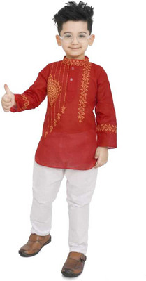 UPTREND VESTURE Boys Festive & Party Kurta and Pyjama Set(Red Pack of 1)