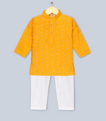 Lets Kiddy Baby Boys Festive & Party Kurta and Palazzo Set(Yellow Pack of 1)