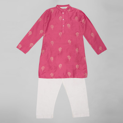 Indus Route by Pantaloons Boys Casual Kurta and Churidar Set(Red Pack of 1)