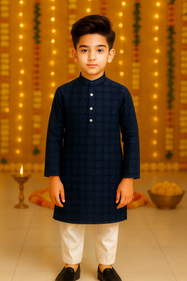 Oxipittal Club Baby Boys Festive & Party Kurta and Dhoti Pant Set(Blue Pack of 1)