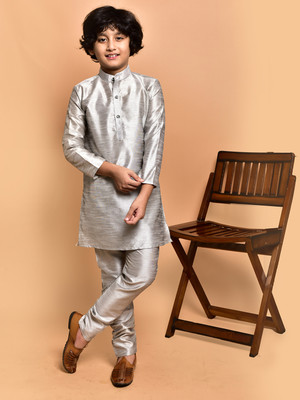 PRINTCULTR Boys Festive & Party Kurta and Pyjama Set(Silver Pack of 2)