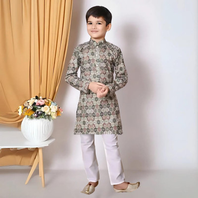 DIGIFASHION Boys Festive & Party Kurta and Pyjama Set(Green Pack of 1)