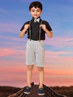 SVEnterprisesR Boys Casual, Festive & Party, Festive & Party, Wedding Shirt & Waistcoat Set(Black Pack of 1)