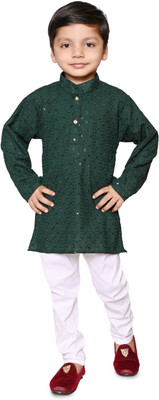 sahil collection Boys Festive & Party Kurta and Churidar Set(Green Pack of 1)