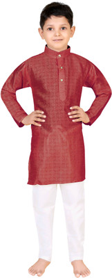 click n buy Boys Festive & Party Kurta and Pyjama Set(Maroon Pack of 1)