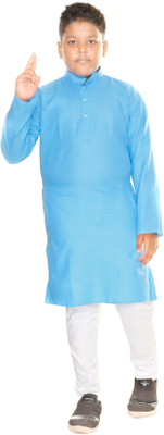 Wifi Boys Festive & Party Kurta and Pyjama Set(Blue Pack of 1)