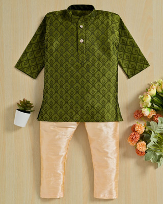 Oxipittal Club Boys Festive & Party Kurta and Dhoti Pant Set(Green Pack of 1)