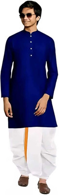 VividStyle Boys Festive & Party Kurta and Dhoti Pant Set(Blue Pack of 1)