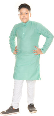 Oxipital Club Boys Festive & Party Kurta and Pyjama Set(Green Pack of 1)