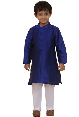 Sethukrishna Boys Festive & Party Kurta and Pyjama Set(Blue Pack of 1)