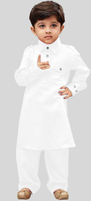 FTC FASHIONS Boys Festive & Party Pathani Suit Set(White Pack of 1)