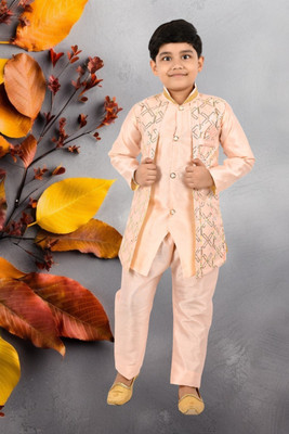 Smuktar garments Baby Boys Casual, Festive & Party, Wedding Kurta, Waistcoat and Pyjama Set(Multicolor Pack of 1)