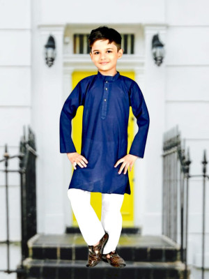AL BAYDAR FASHION Boys Festive & Party Kurta and Pyjama Set(Blue Pack of 1)