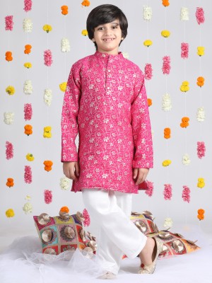 CUTIEKINS Boys Festive & Party Kurta and Pyjama Set(Pink Pack of 1)