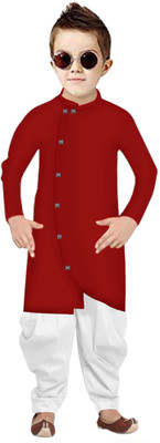 ZEDIN Boys Festive & Party Dhoti & Kurta Set(Red Pack of 1)