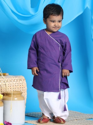 VASTRAMAY SISHU Baby Boys Casual, Formal, Wedding, Festive & Party Kurta and Dhoti Pant Set(Purple Pack of 1)