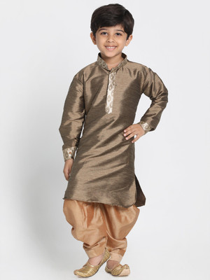 VASTRAMAY Boys Festive & Party Dhoti & Kurta Set(Gold Pack of 1)