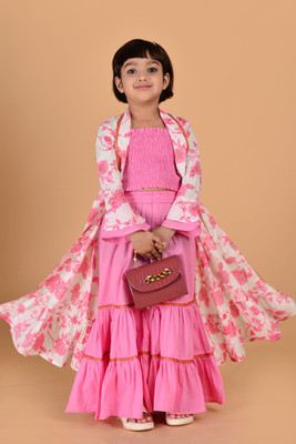 Cutiediva Girls Festive & Party Ethnic Jacket, Blouse and Palazzo Set(Multicolor Pack of 3)