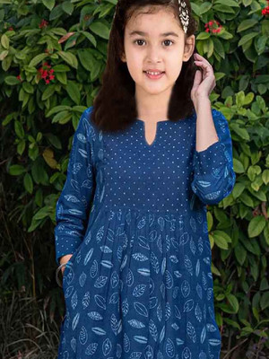 Mitukart Girls Casual Dupatta and Pyjama Set(Dark Blue Pack of 1)