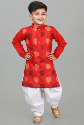 NFC CREATION Boys Festive & Party, Wedding Kurta and Patiala Set(Red Pack of 1)