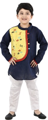 new gen Boys Festive & Party Kurta and Pyjama Set(Blue Pack of 1)